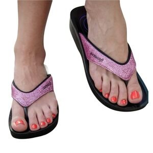 Aerosoft Women's Glitter Thong Sandals Flip Flops Size 40 Purple Arch Support